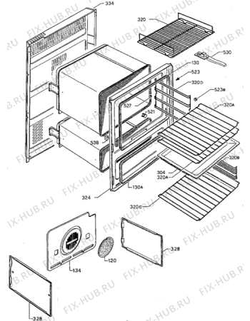 Взрыв-схема плиты (духовки) Zanussi ZDM769X - Схема узла Oven body