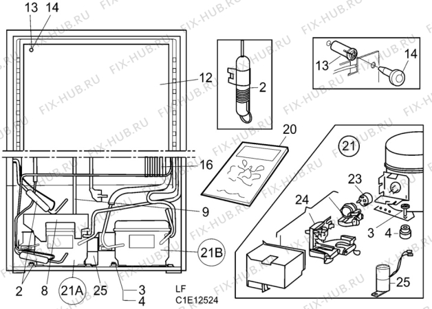 Взрыв-схема холодильника Elektro Helios KF2777 - Схема узла C10 Cold, users manual