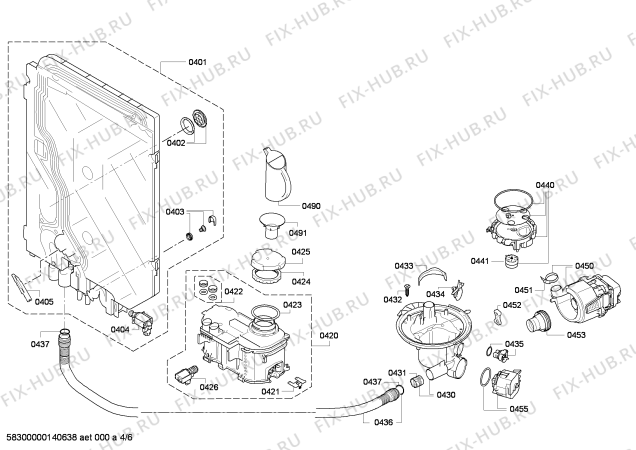 Взрыв-схема посудомоечной машины Bosch SMS58M12EU - Схема узла 04