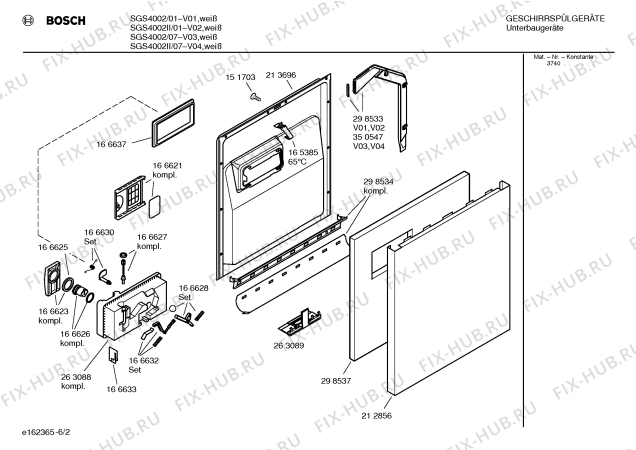 Взрыв-схема посудомоечной машины Bosch SGS4002 - Схема узла 02