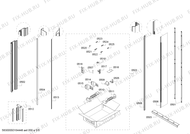 Схема №3 RF411700 с изображением Монтажный набор для холодильной камеры Bosch 00740472