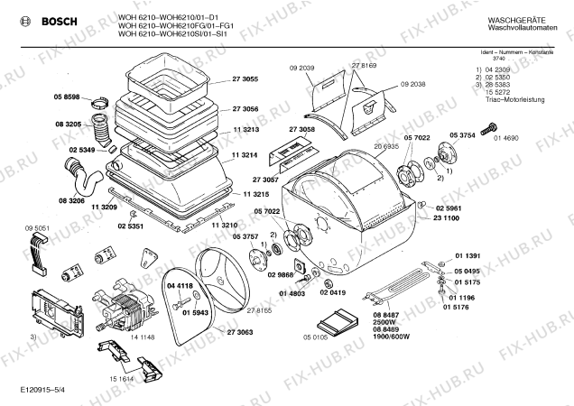 Взрыв-схема стиральной машины Bosch WOH6210 - Схема узла 04