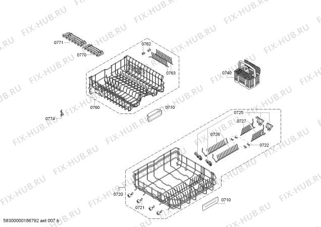 Схема №2 SN68M064EU, Extraklasse с изображением Передняя панель для посудомойки Siemens 11007338