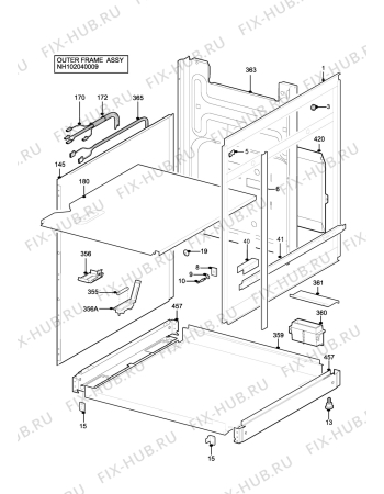 Взрыв-схема плиты (духовки) Parkinson Cowan CLASSICGRN - Схема узла H10 Outer Frame