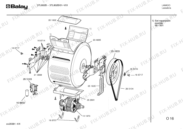 Схема №1 3TL802B TL802 с изображением Панель управления для стиральной машины Bosch 00366434