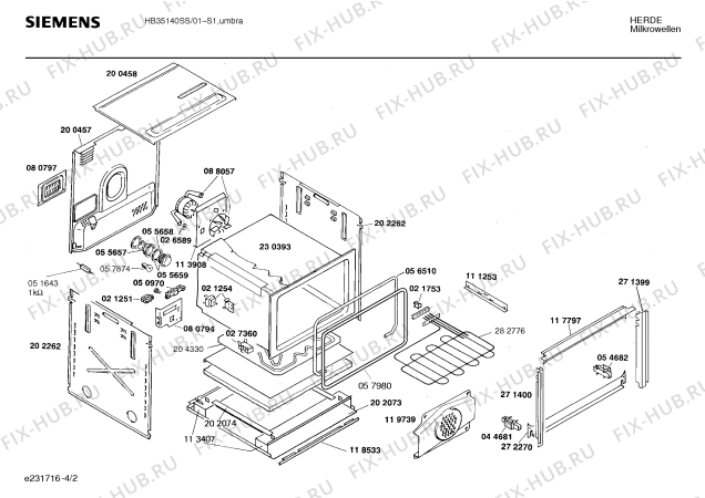 Взрыв-схема плиты (духовки) Siemens HB35140SS - Схема узла 02