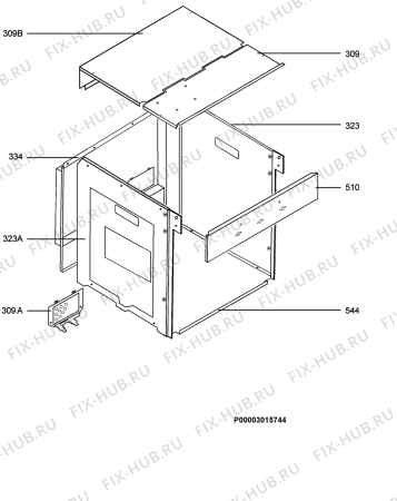 Взрыв-схема плиты (духовки) Electrolux EOB31000R EU - Схема узла Housing 001