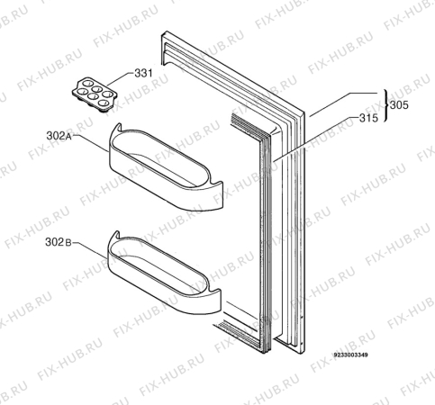 Взрыв-схема холодильника Electrolux ER6436U - Схема узла Door 003