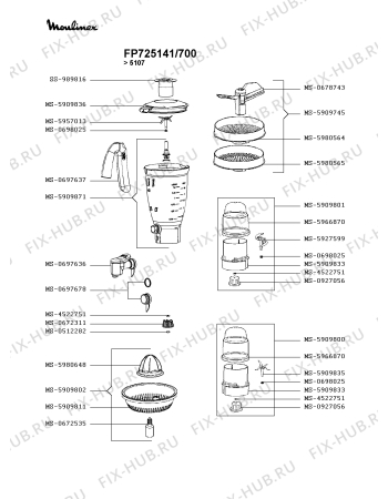 Взрыв-схема кухонного комбайна Moulinex FP725141/700 - Схема узла PP003361.3P2