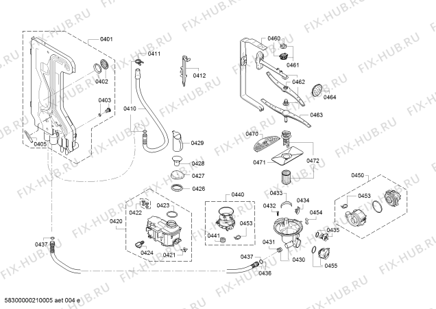 Взрыв-схема посудомоечной машины Bosch SMS68L28TR, SilencePlus , Serie 6 - Схема узла 04