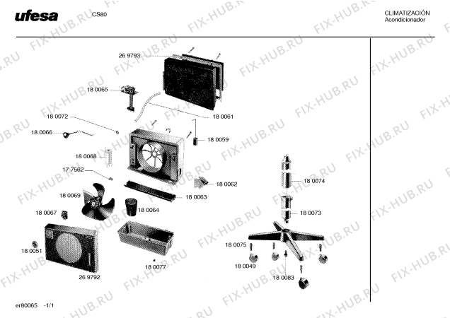 Схема №1 CS80 с изображением Заглушка для кулера Bosch 00180077