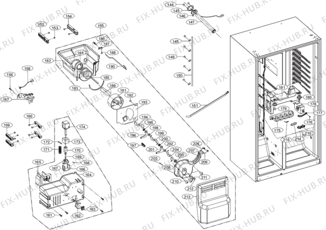 Схема №2 NRS85557E (198444, HRF661FF/ASS) с изображением Модуль (плата) управления для холодильника Gorenje 236528