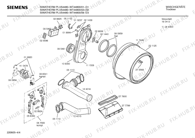 Взрыв-схема сушильной машины Siemens WT44800 SIWATHERM PLUS 4480 - Схема узла 04