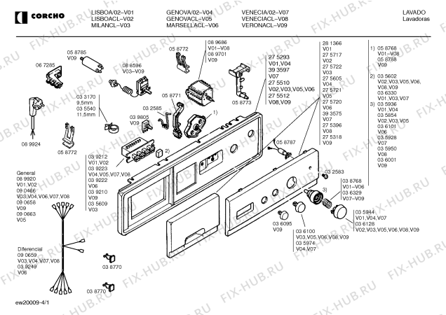 Схема №1 GENOVA/2 GENOVA с изображением Индикатор для стиралки Bosch 00035936