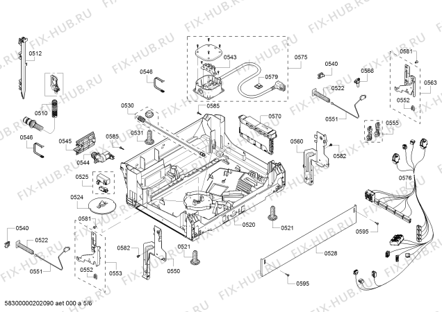 Взрыв-схема посудомоечной машины Bosch SHX863WD5N SilencePlus 44 dBA - Схема узла 05