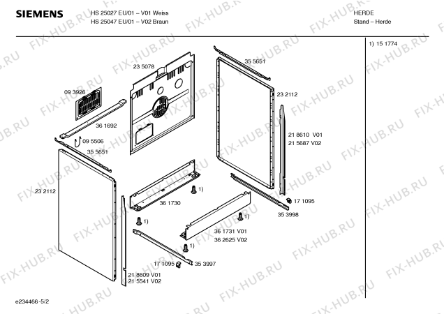 Взрыв-схема плиты (духовки) Siemens HS25047EU - Схема узла 02