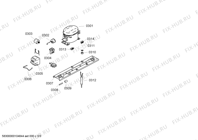 Взрыв-схема холодильника Bosch KGF33240 - Схема узла 03