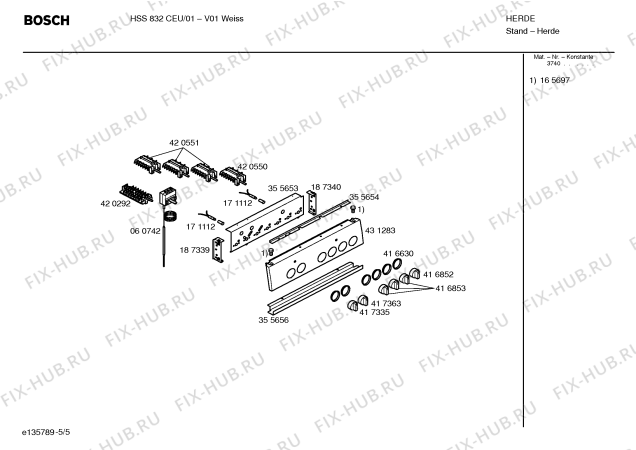 Взрыв-схема плиты (духовки) Bosch HSS832CEU - Схема узла 05