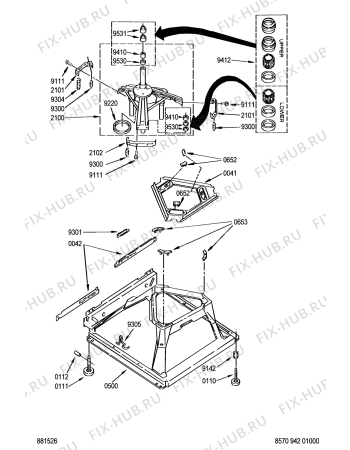 Схема №4 3LBR8255EQ AWM 942 с изображением Крепёж для стиралки Whirlpool 481253228929