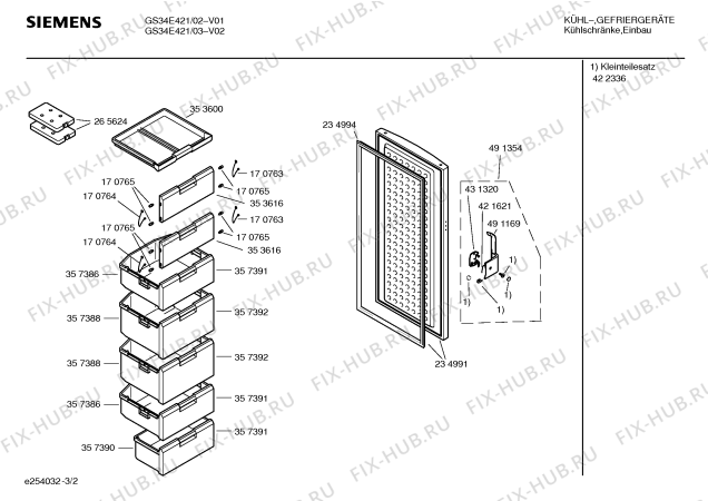 Схема №1 GS34E420 с изображением Внешняя дверь для холодильной камеры Siemens 00234991