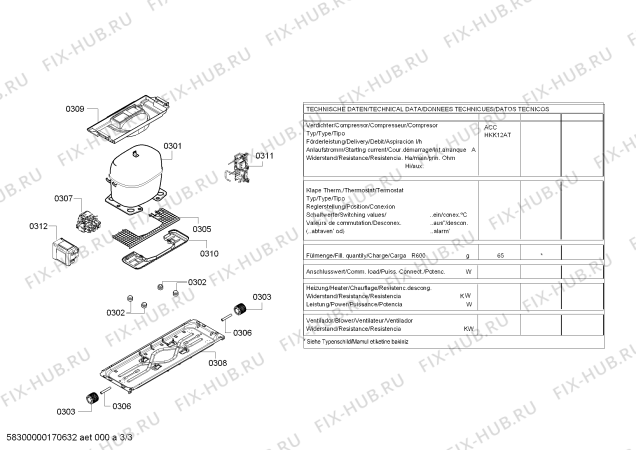 Схема №1 BD2058W2VV, Profilo с изображением Модуль управления, запрограммированный для холодильника Bosch 00751957