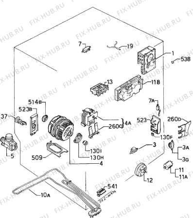 Взрыв-схема посудомоечной машины Privileg 024480-6 - Схема узла Electrical equipment 268