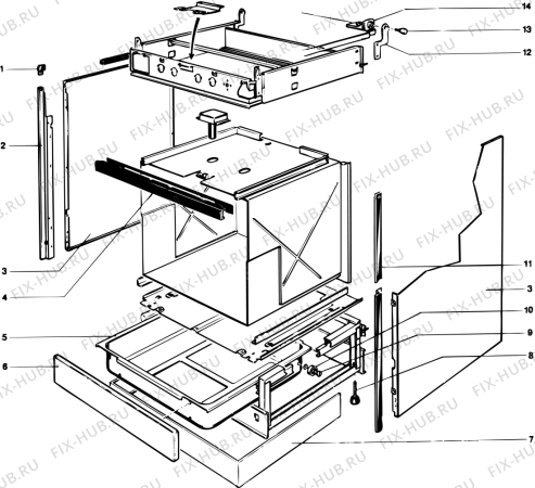 Взрыв-схема плиты (духовки) Indesit CUIS800BGEA (F010375) - Схема узла