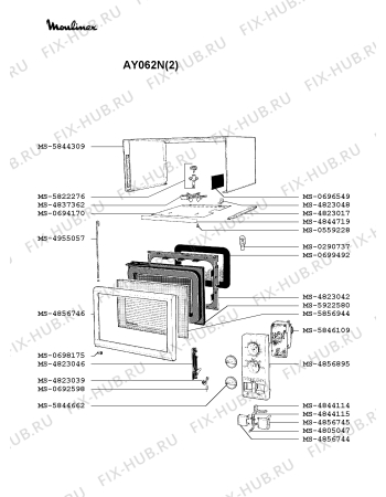 Взрыв-схема микроволновой печи Moulinex AY062N(2) - Схема узла QP002349.8P2