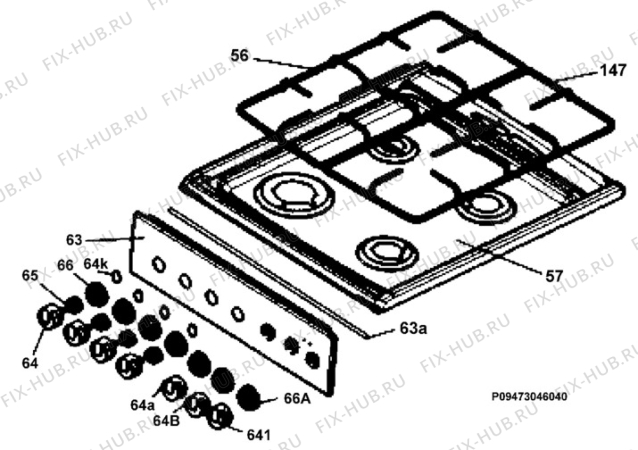 Взрыв-схема плиты (духовки) Electrolux EKK511506X - Схема узла Section 4