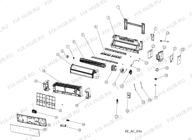 Схема №1 SPIW312A3HPWF (F106270) с изображением Пульт для сплит-системы Indesit C00520308