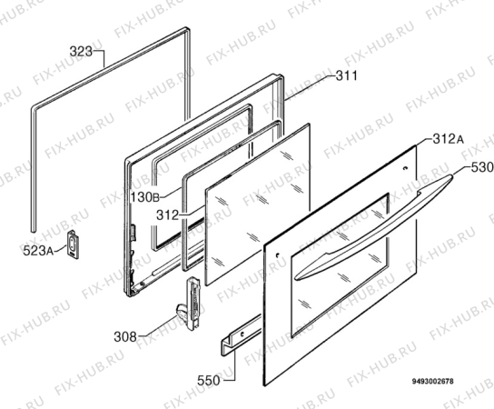 Взрыв-схема плиты (духовки) Electrolux EOB850X - Схема узла Door 003