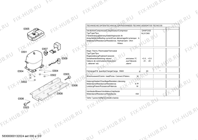 Взрыв-схема холодильника Siemens KG39VX04 - Схема узла 03