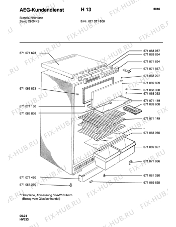 Схема №1 SAN2900 KS с изображением Винт (болт) для холодильника Aeg 8996710698367