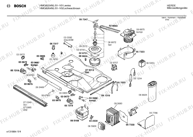 Взрыв-схема микроволновой печи Bosch HMG8264NL - Схема узла 04