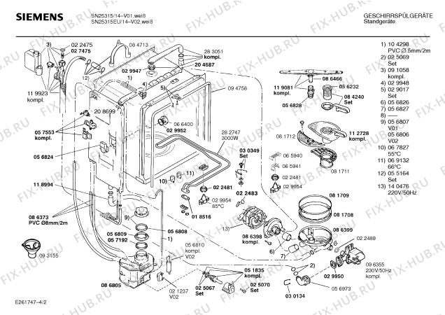 Взрыв-схема посудомоечной машины Siemens SN25315 - Схема узла 02