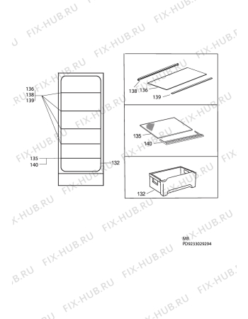 Взрыв-схема холодильника Electrolux ERC33220W - Схема узла C10 Interior