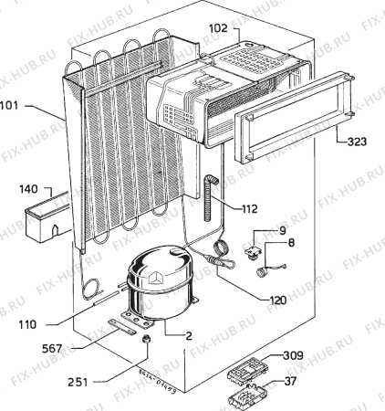 Взрыв-схема холодильника Ibelsa 6290 - Схема узла Refrigerator cooling system