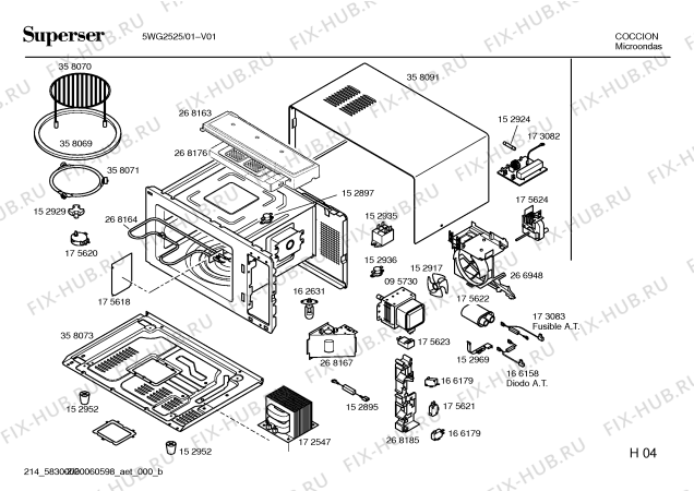 Схема №1 4WG255B с изображением Часовой механизм для микроволновки Bosch 00268184