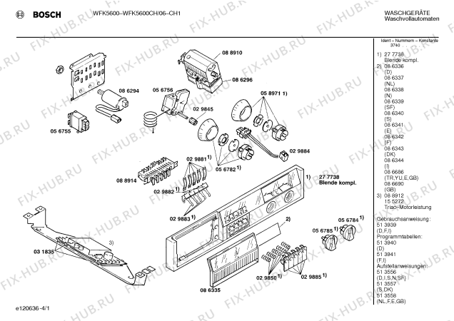 Схема №2 WFK5600CH WFK5600 с изображением Панель управления для стиралки Bosch 00277738