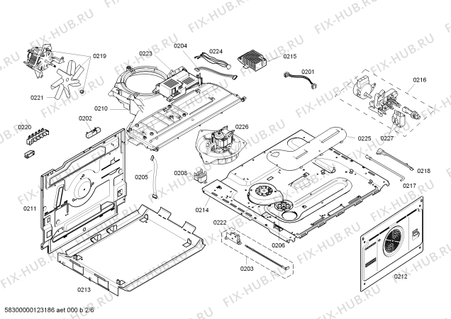 Взрыв-схема плиты (духовки) Bosch HBN760651 - Схема узла 02