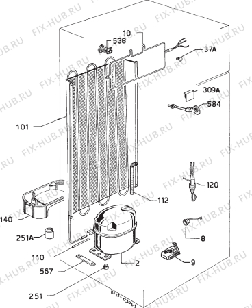 Взрыв-схема холодильника Rex FD23 - Схема узла Cooling system 017