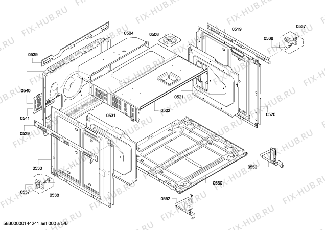 Взрыв-схема плиты (духовки) Siemens HB78AA590F - Схема узла 05