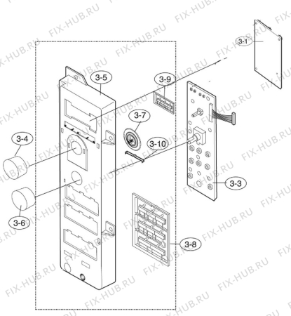 Взрыв-схема микроволновой печи Zanussi ZBC40440XA - Схема узла Command panel 037