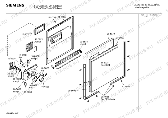 Взрыв-схема посудомоечной машины Siemens SE34A563 - Схема узла 02