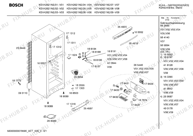 Схема №1 KSV42621NE с изображением Дверь для холодильной камеры Bosch 00219752