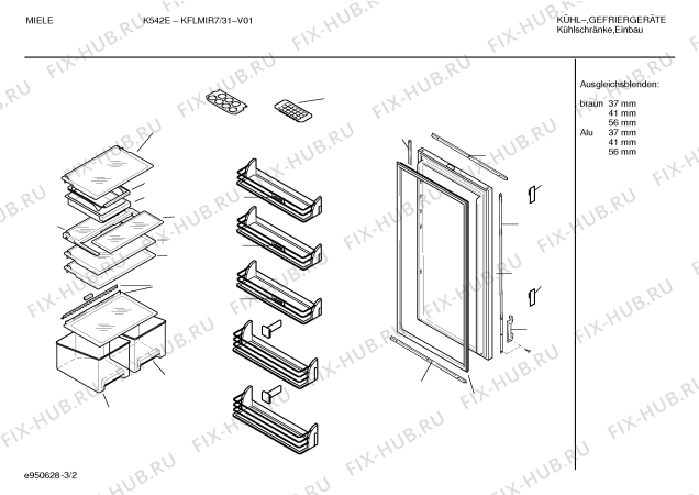 Схема №1 KFLMIR8 с изображением Дверь для холодильника Bosch 00235175