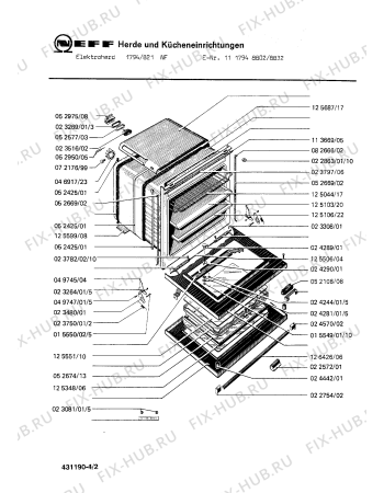 Взрыв-схема плиты (духовки) Neff 1117948832 1794/821NF - Схема узла 02