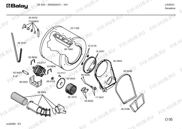 Схема №1 3SE833A с изображением Инструкция по эксплуатации для сушильной машины Bosch 00523955