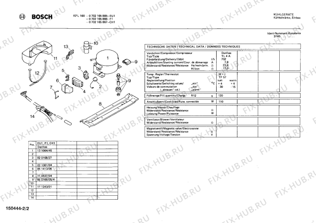 Взрыв-схема холодильника Bosch 0702165867 KFL160 - Схема узла 02