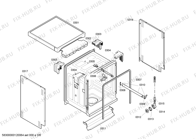 Схема №1 BM8301 с изображением Кабель для электропосудомоечной машины Bosch 00497103